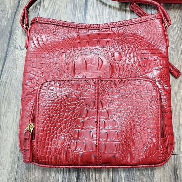 Red Croc Crossbody Bag & Wallet Set Marc Fisher Faux Leather Kenneth Cole Clutch - Picture 2 of 11